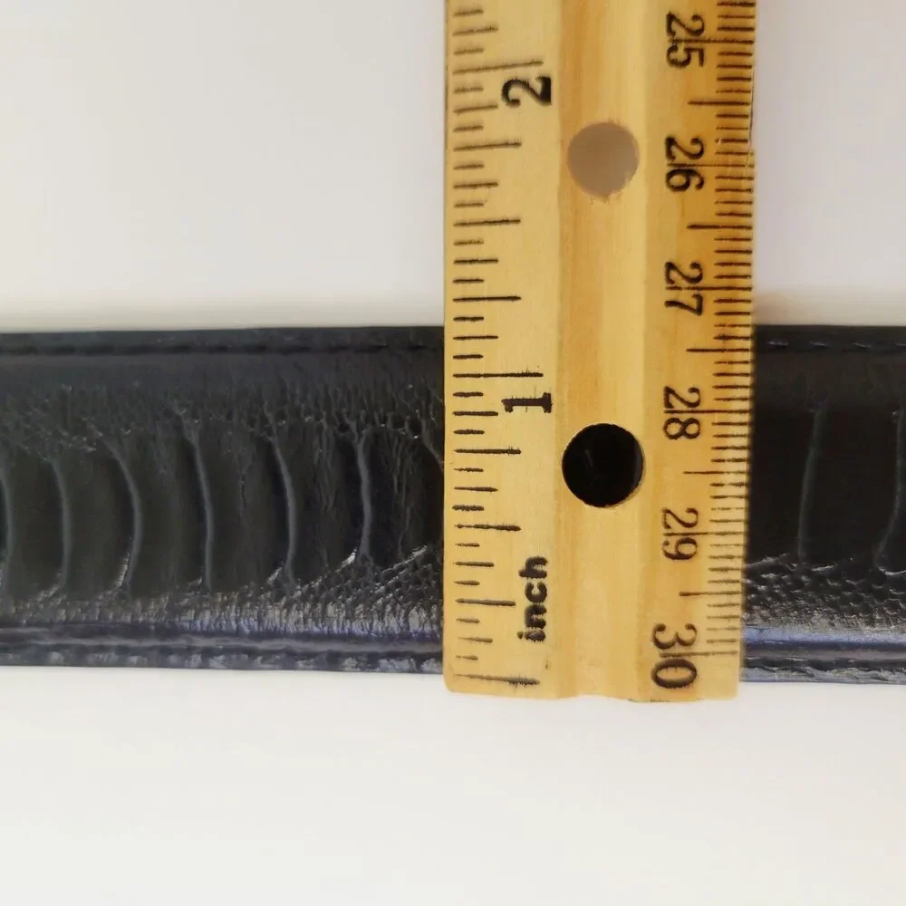 Stacy Adams Black Genuine Leather Belt Ostrich Embossed Size 36 Made in USA